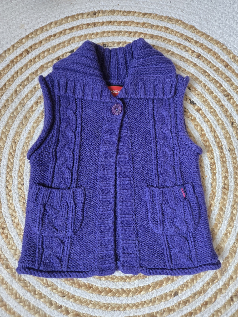 Mexx Purple Cable Knit Sleeveless Cardigan Like Grandma